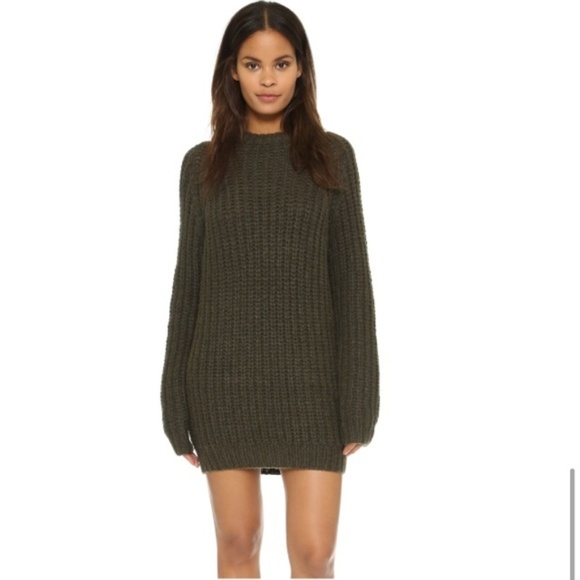 Moda International Sweaters - Moda International Olive Green Knit Sweater Dress